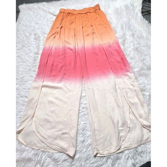 Young Fabulous & Broke Orange Ombre Wide Leg Boho Festival Pants Size Large - Picture 1 of 10